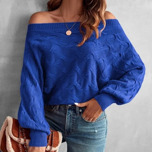 Cozy Off Shoulder Knit Sweater Top - Picture 7 of 16